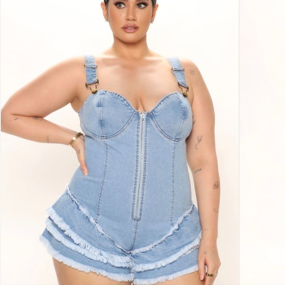 FN So Over It Sexy Denim Overall Romper - Picture 5 of 9